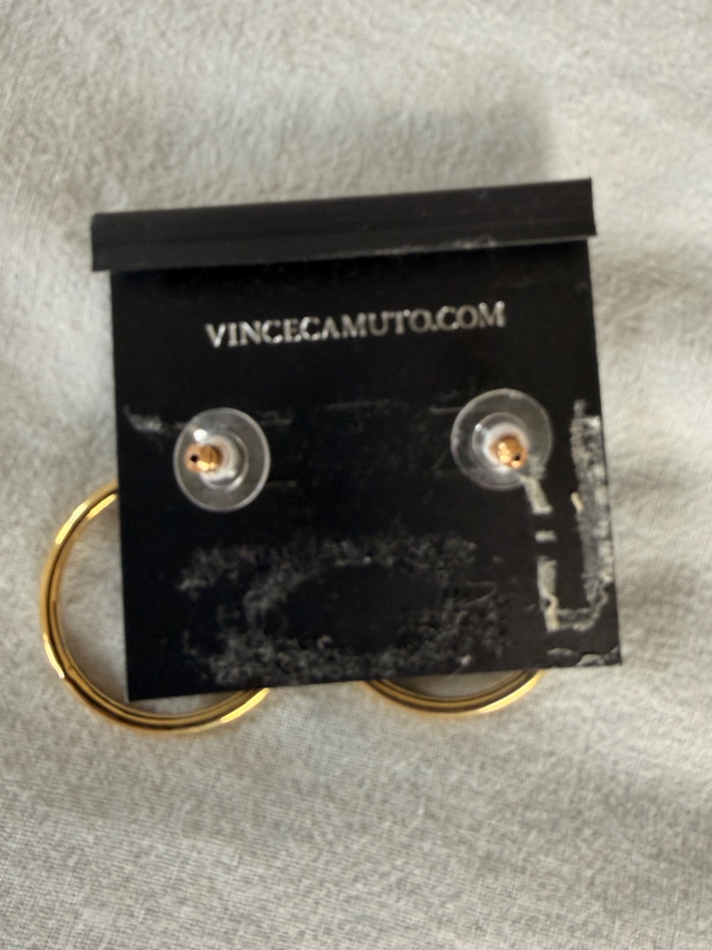 Vince Camuto Polished Gold Hoop Earrings with Sphere Accent - Picture 2 of 2